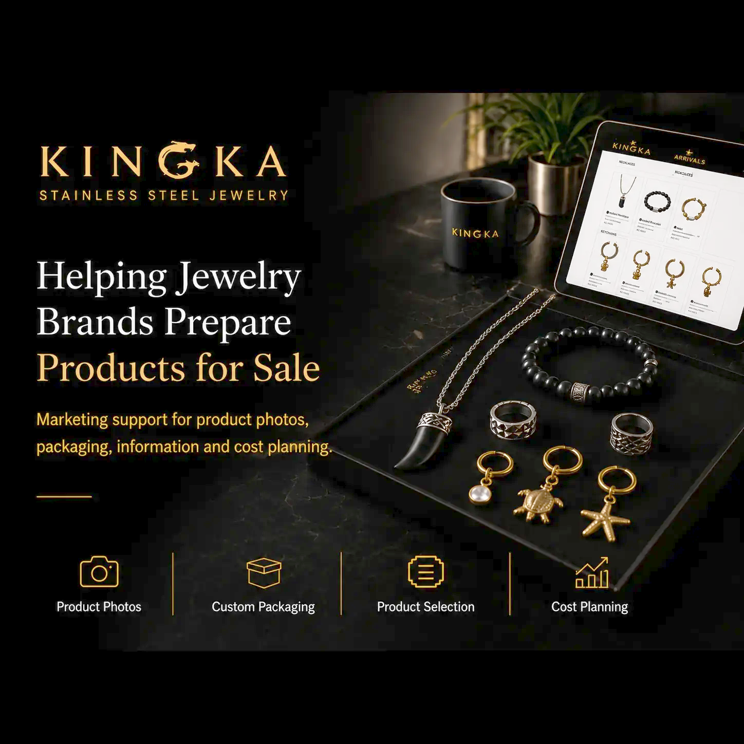 Stainless steel jewelry marketing support for brands